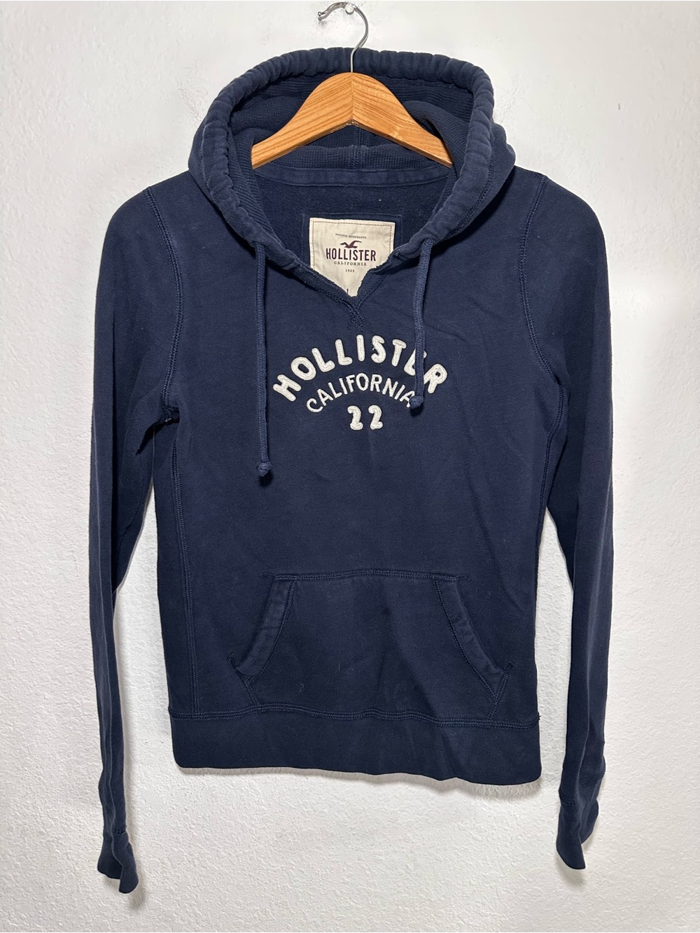 Hollister Original OG Navy Blue Logo Hooded Sweater Sweatshirt Size Large